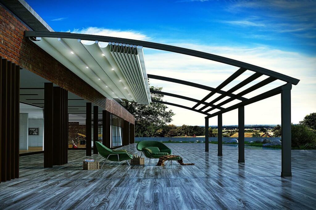Pergola bioclimatica e pergotenda Confort Casa per comfort e protezione degli spazi esterni.